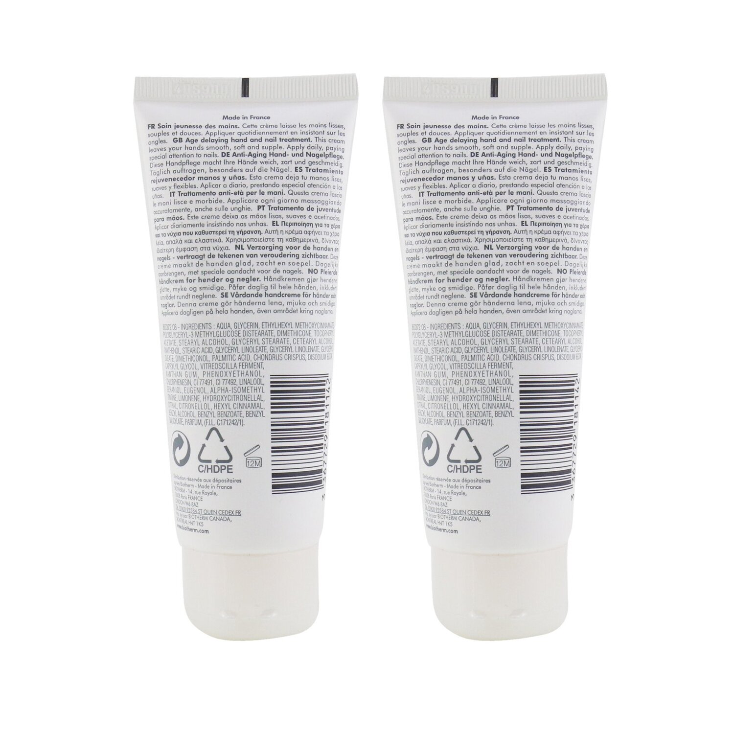 Biotherm Biomains Age Delaying Hand & Nail Treatment Duo Pack - Water Resistant 2x100ml/3.38oz
