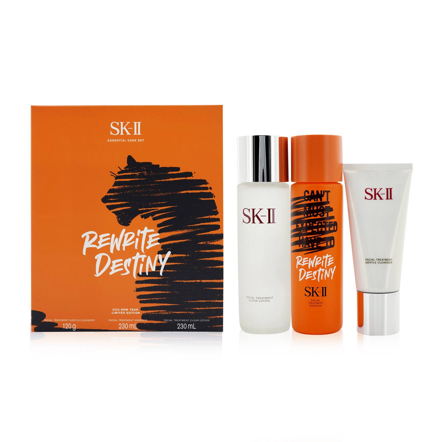SK II Essential Care Facial Treatment Set (2022 New Year Limited Edition): Clear Lotion 230ml + Essence 230 ml + Gentle Cleanser 120g 3pcs