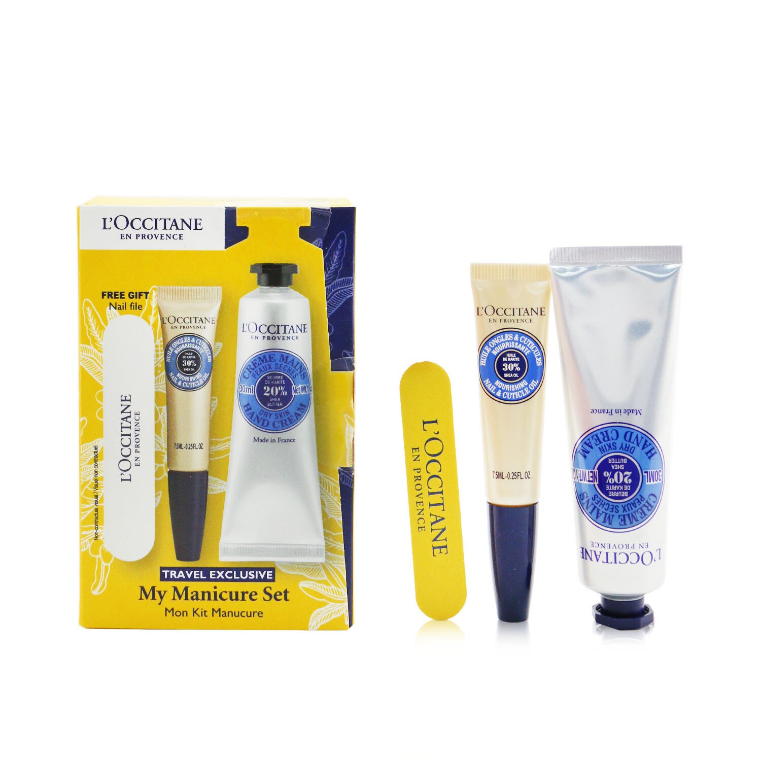 欧舒丹 L'Occitane 手部护理套装：润手霜 30ml + 指甲护理油 7.5ml + 指甲挫 3pcs
