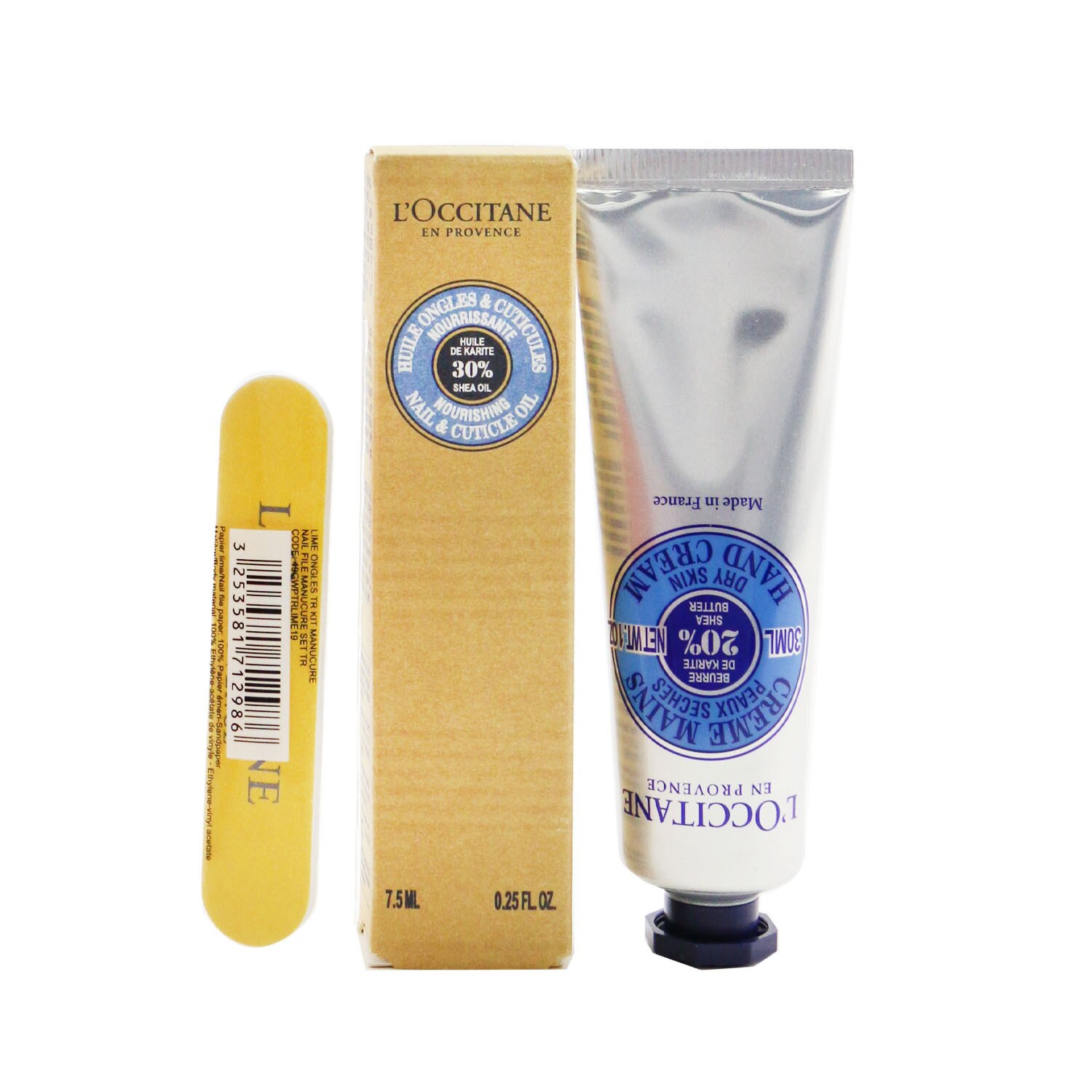 欧舒丹 L'Occitane 手部护理套装：润手霜 30ml + 指甲护理油 7.5ml + 指甲挫 3pcs