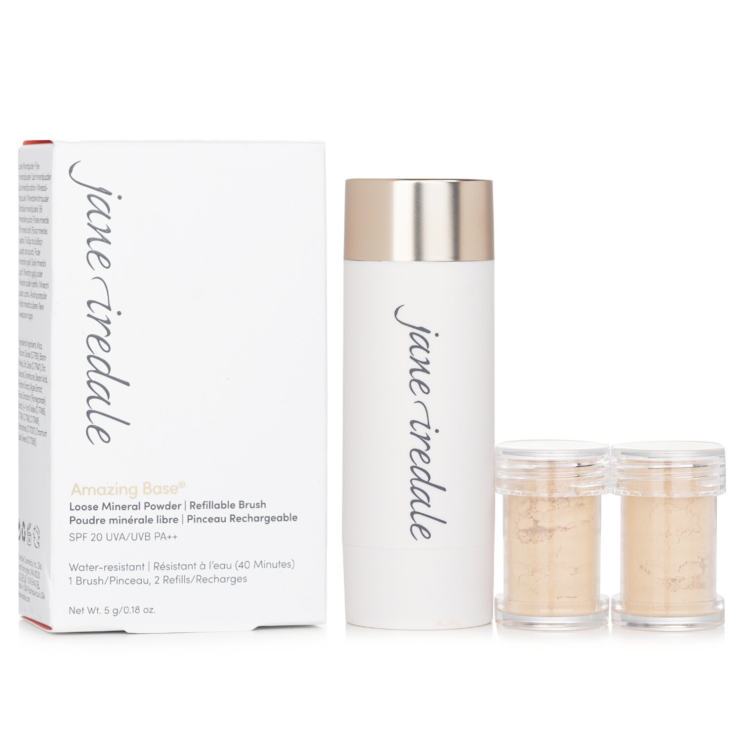 Jane Iredale Amazing Base Loose Mineral Powder SPF 20 Refillable Brush (1x Brush, 2x Refills) 2x2.5g/0.09oz