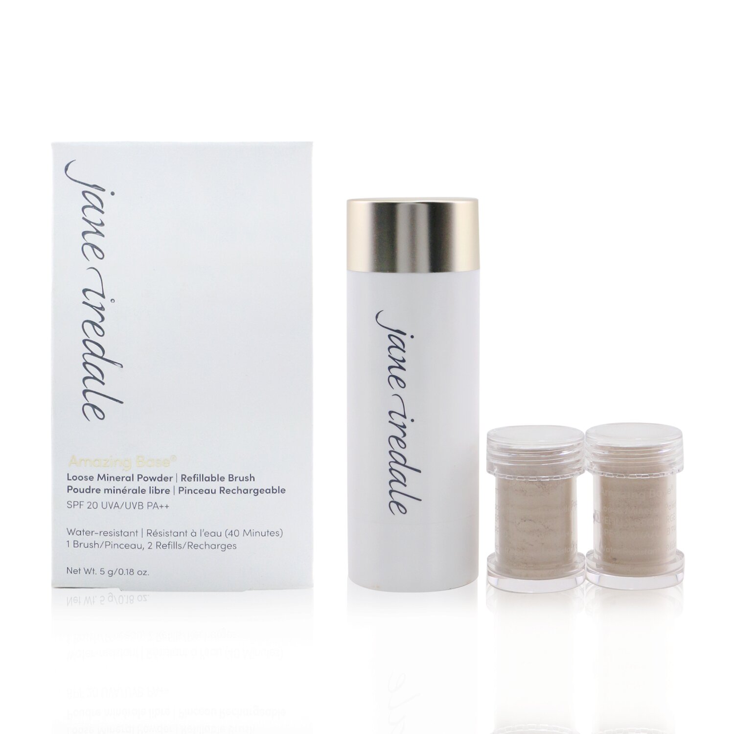 Jane Iredale Amazing Base Loose Mineral Powder SPF 20 Refillable Brush (1x Brush, 2x Refills) 2x2.5g/0.09oz