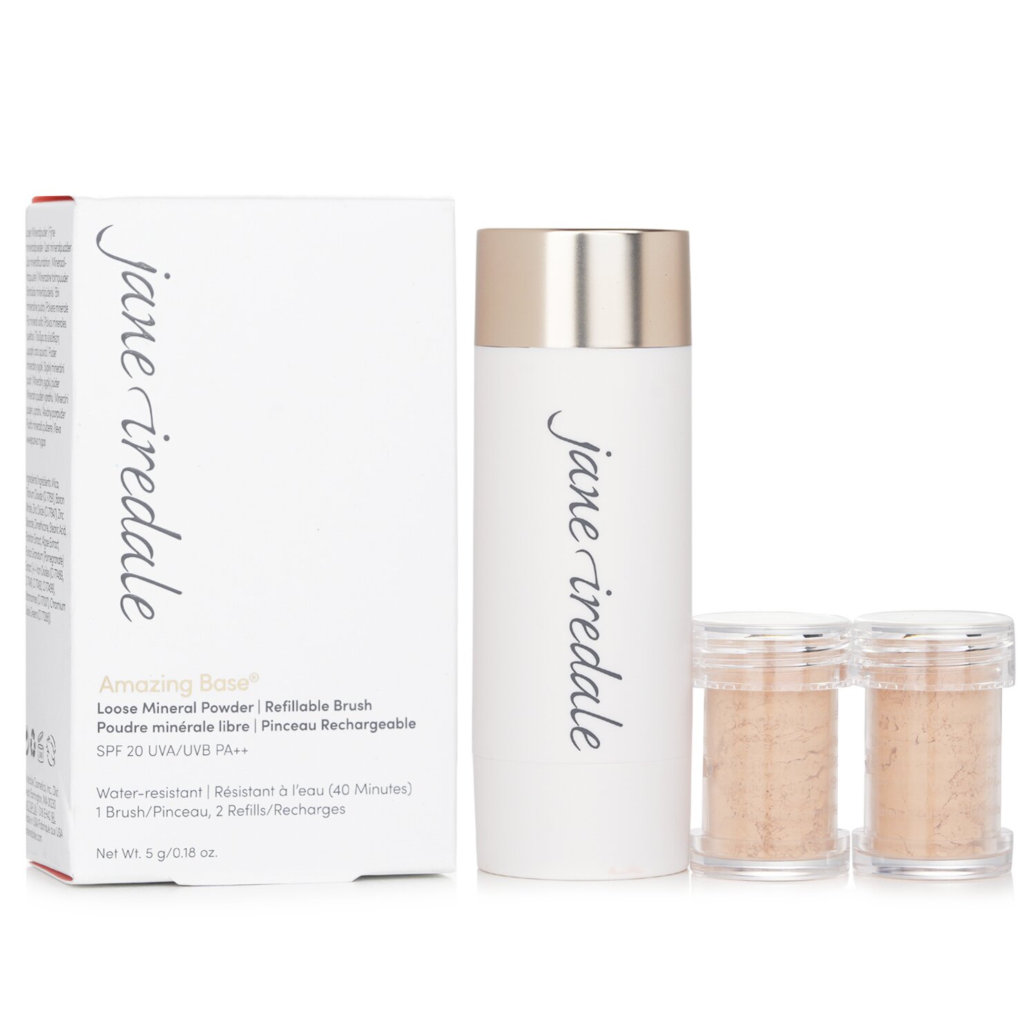 Jane Iredale Amazing Base Loose Mineral Powder SPF 20 Refillable Brush (1x Brush, 2x Refills) 2x2.5g/0.09oz