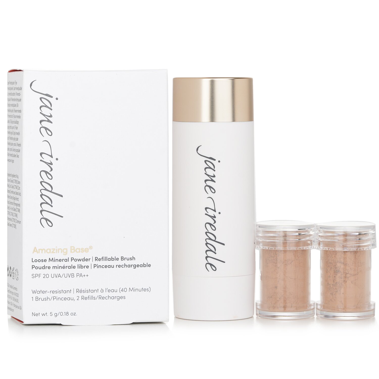 Jane Iredale Amazing Base Loose Mineral Powder SPF 20 Refillable Brush (1x Brush, 2x Refills) 2x2.5g/0.09oz