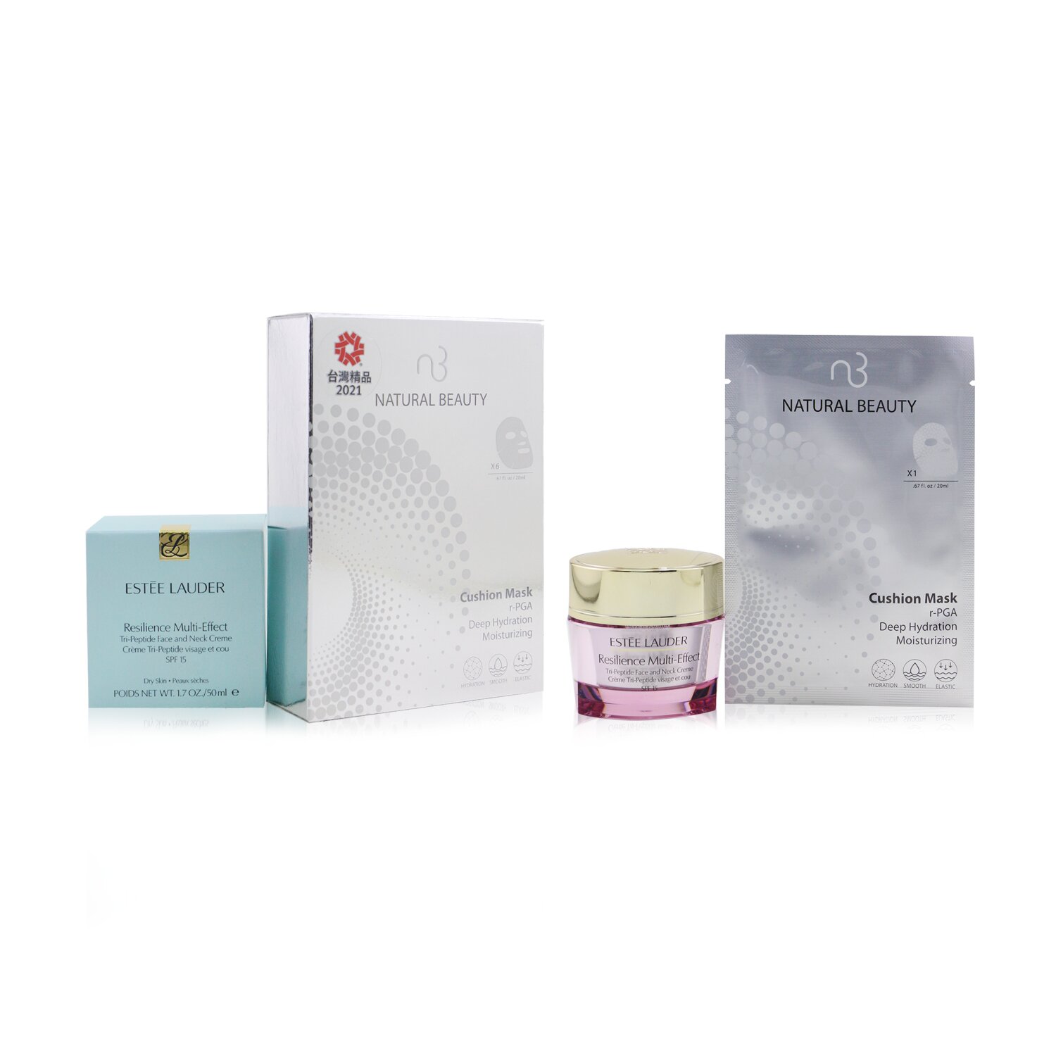 Estee Lauder Resilience Multi-Effect Tri-Peptide Face and Neck Creme SPF 15 - For Dry Skin (Free: Natural Beauty r-PGA Deep Hydration Moisturizing Cushion Mask 6x 20ml) 50ml+6x20ml
