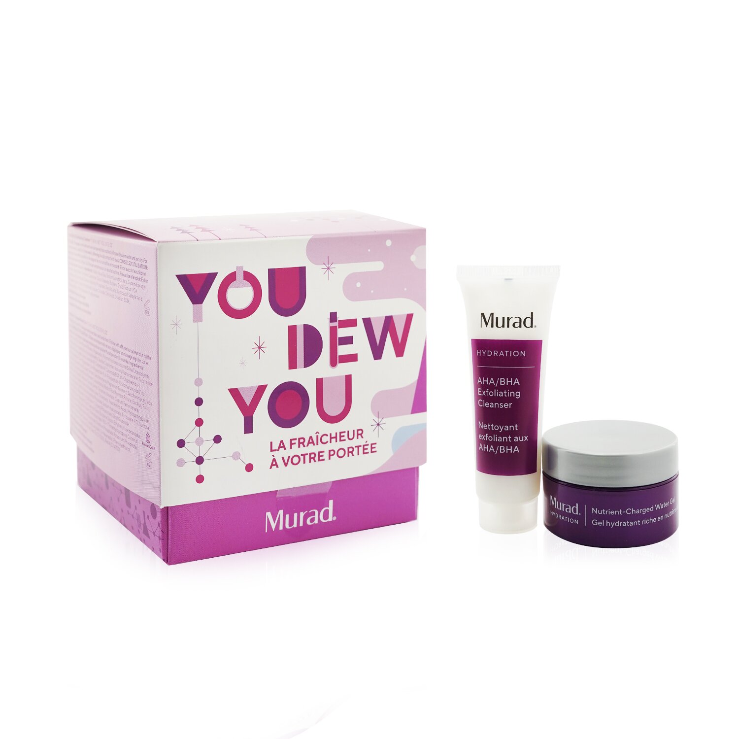 Murad You Dew You Set: Nutrient-Charged Water Gel 15ml + AHA/BHA Exfoliating Cleanser 30ml 2pcs