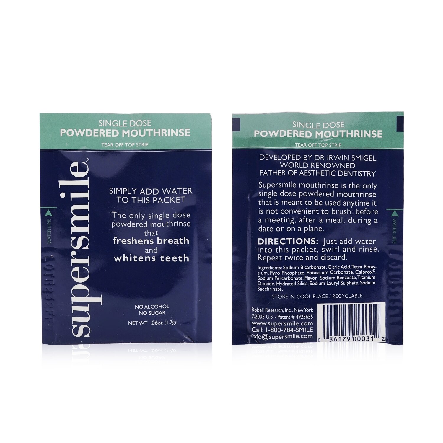 Supersmile Single Dose Powdered Mouthrinse - No Alcohol/Sugar (Box Slightly Damaged) 60x1.7g/0.06oz