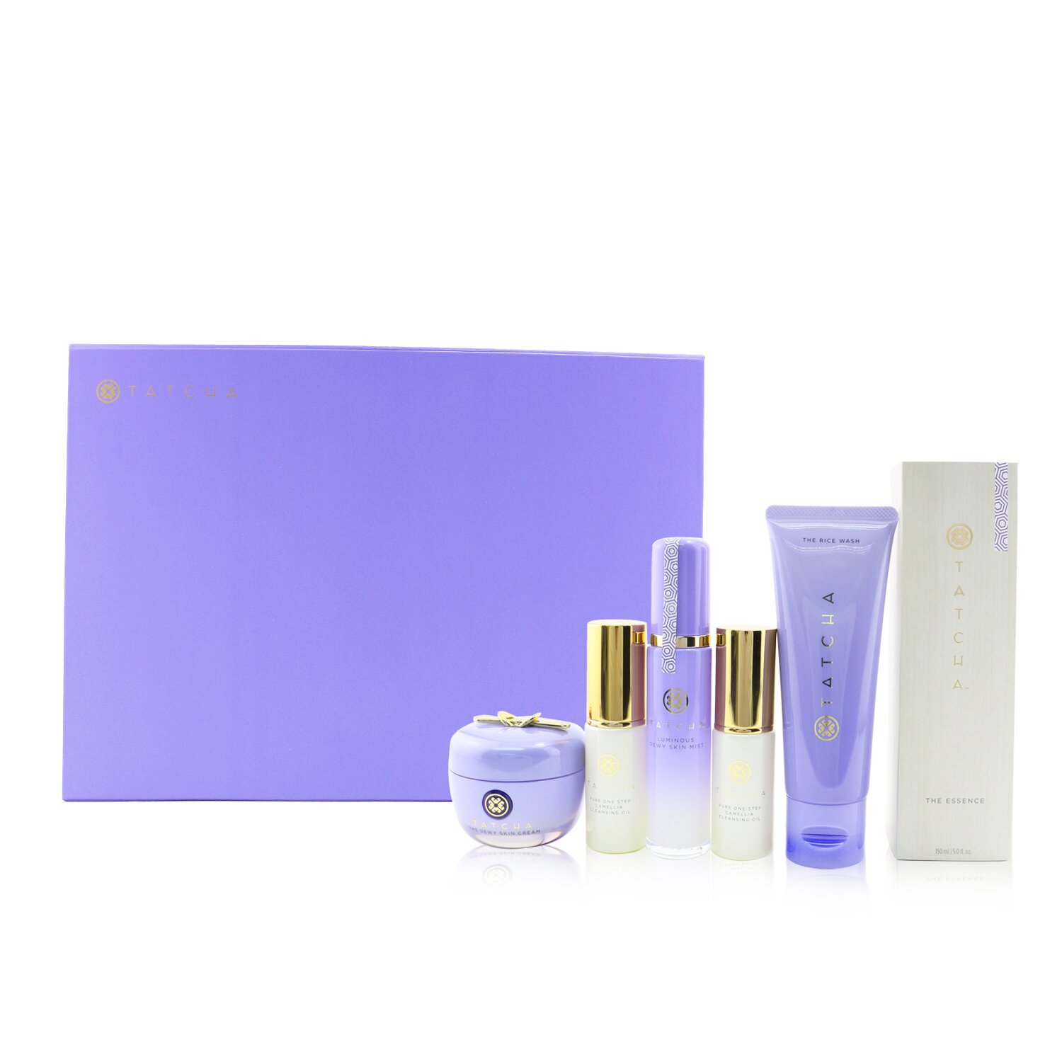 Tatcha CNY Limited Edition Set: The Essence 150ml + Dewy Cream 50ml + Rice Wash 120ml + Dewy Mist 40ml + Cleansing Oil 2x25ml 6pcs