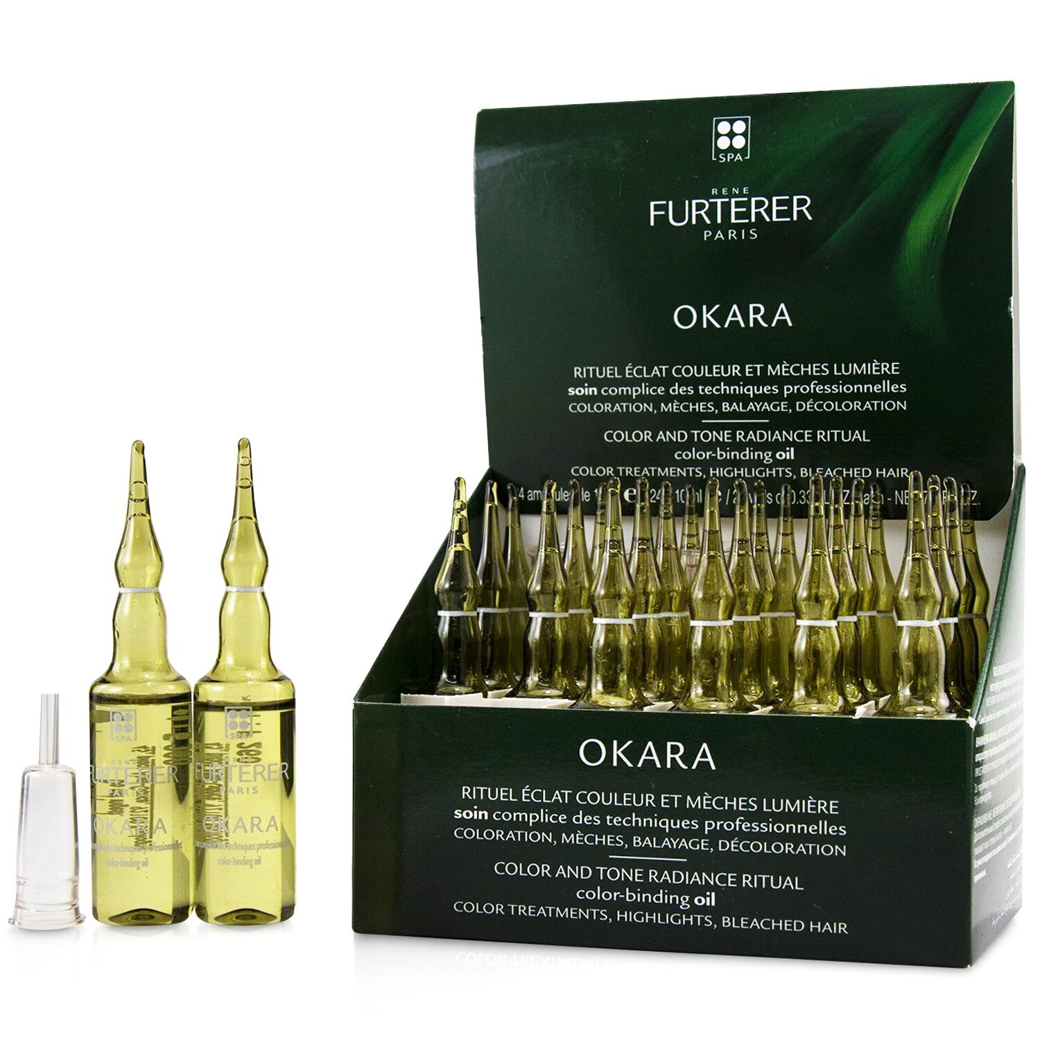 Rene Furterer Okara Color and Tone Radiance Ritual Color-Binding Oil -Color Treatments, Highlights, Bleached Hair (Box Slightly Damaged) 24x10ml/0.33oz