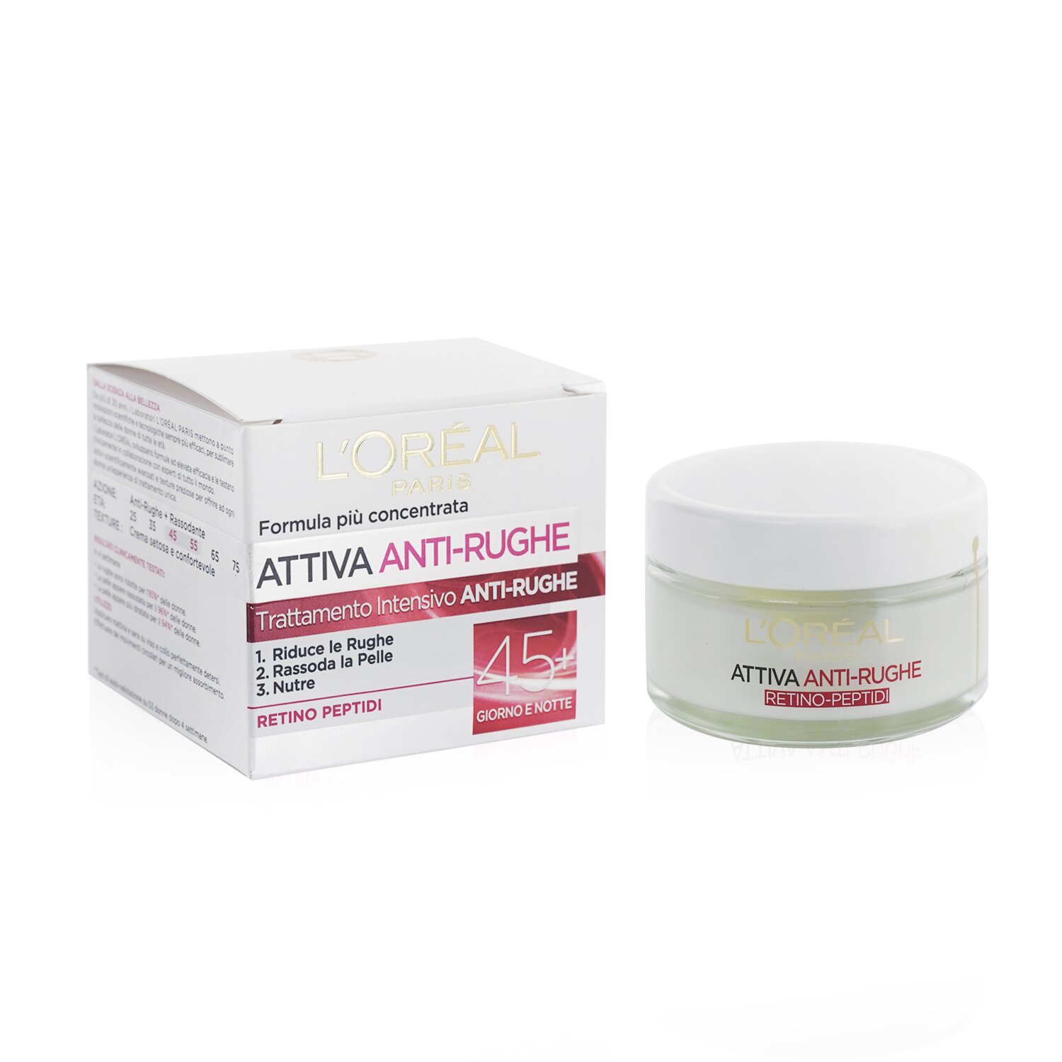 L'Oreal 45+ Intensive Active Anti-Wrinkle Treatment Day & Night Ceram - With Retinol Peptides 50ml/1.7oz
