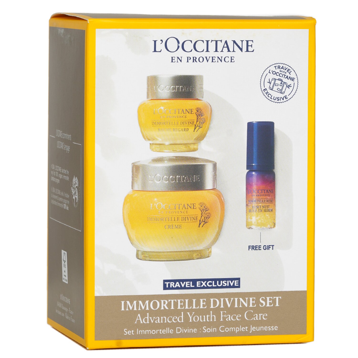 L'Occitane Immortelle Divine Set: Cream 50ml + Eye Balm 15ml + Overnight Reset Oil-In-Serum 5ml 3pcs