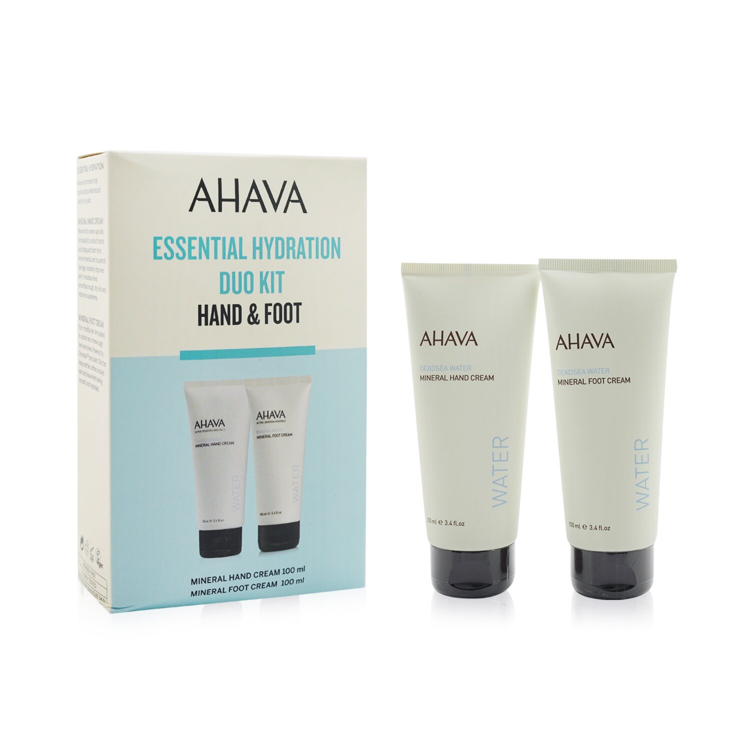 Ahava Essential Hydration Hand & Foot Duo Kit: Deadsea Water Mineral Hand Cream 100ml+ Deadsea Water Mineral Foot Cream 100ml 2pcs