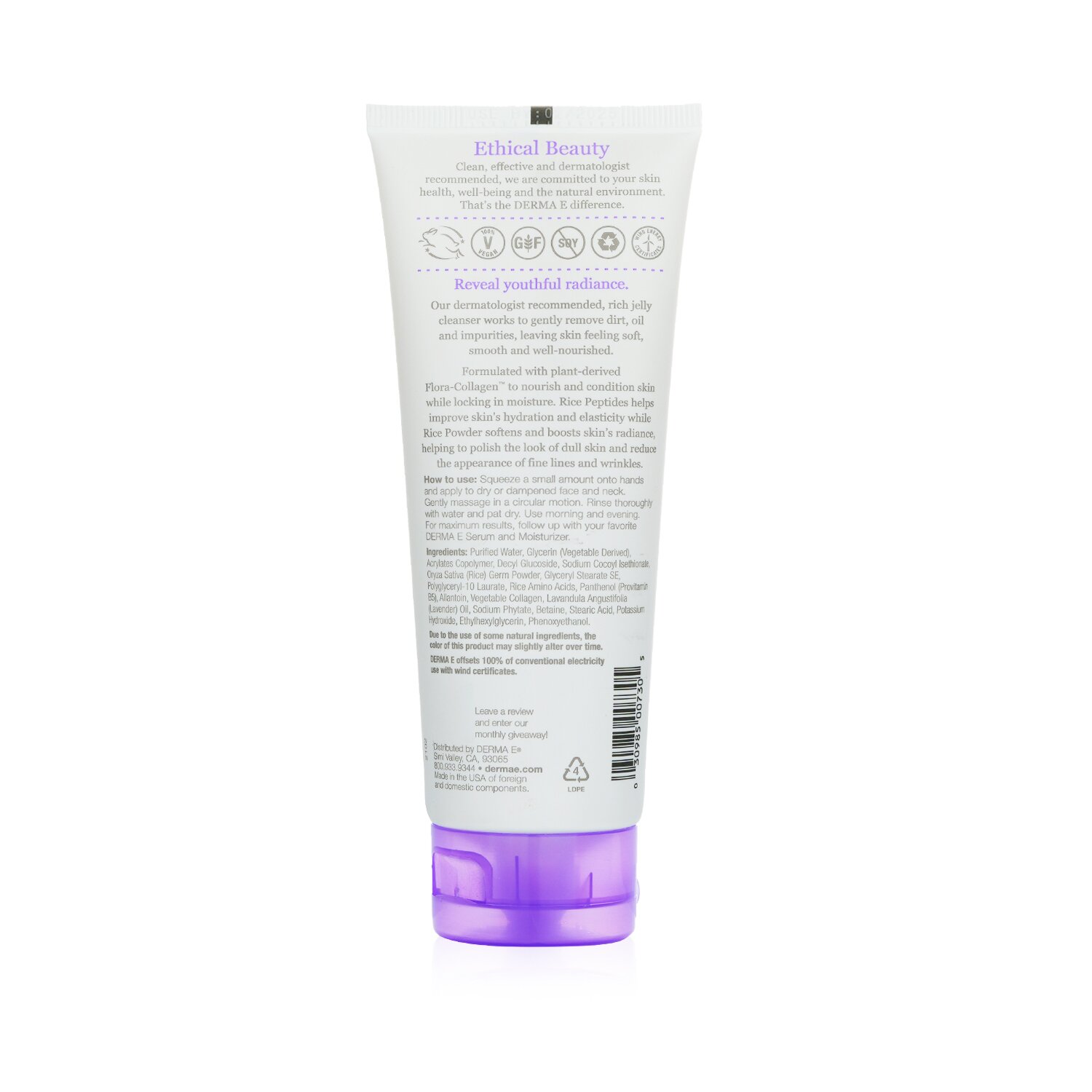 Derma E Skin Restore Advanced Peptides & Flora-Collagen Gentle Jelly Cleanser 113g/4oz
