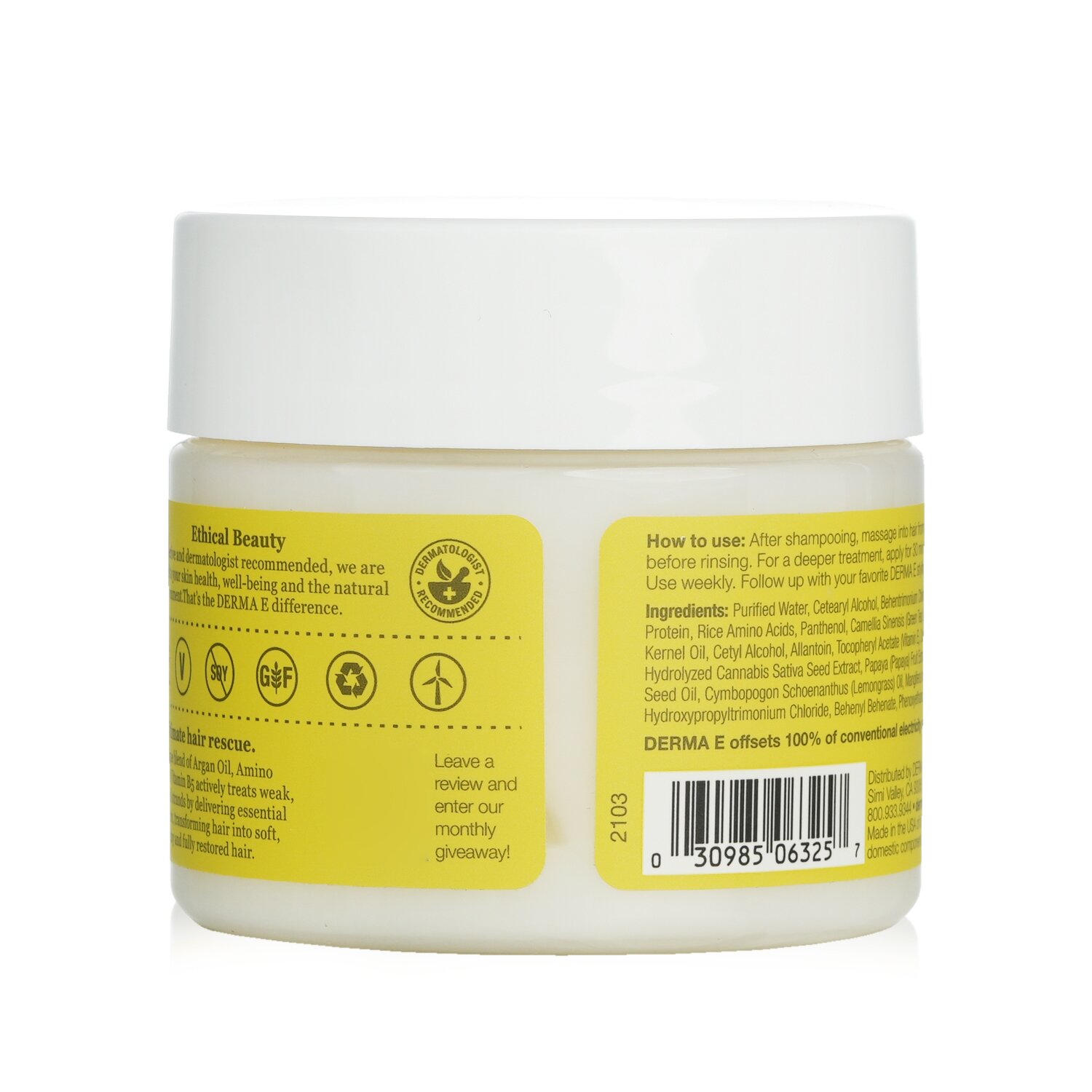 Derma E Recover & Repair Deep Conditioning Treatment Mask 142g/5oz