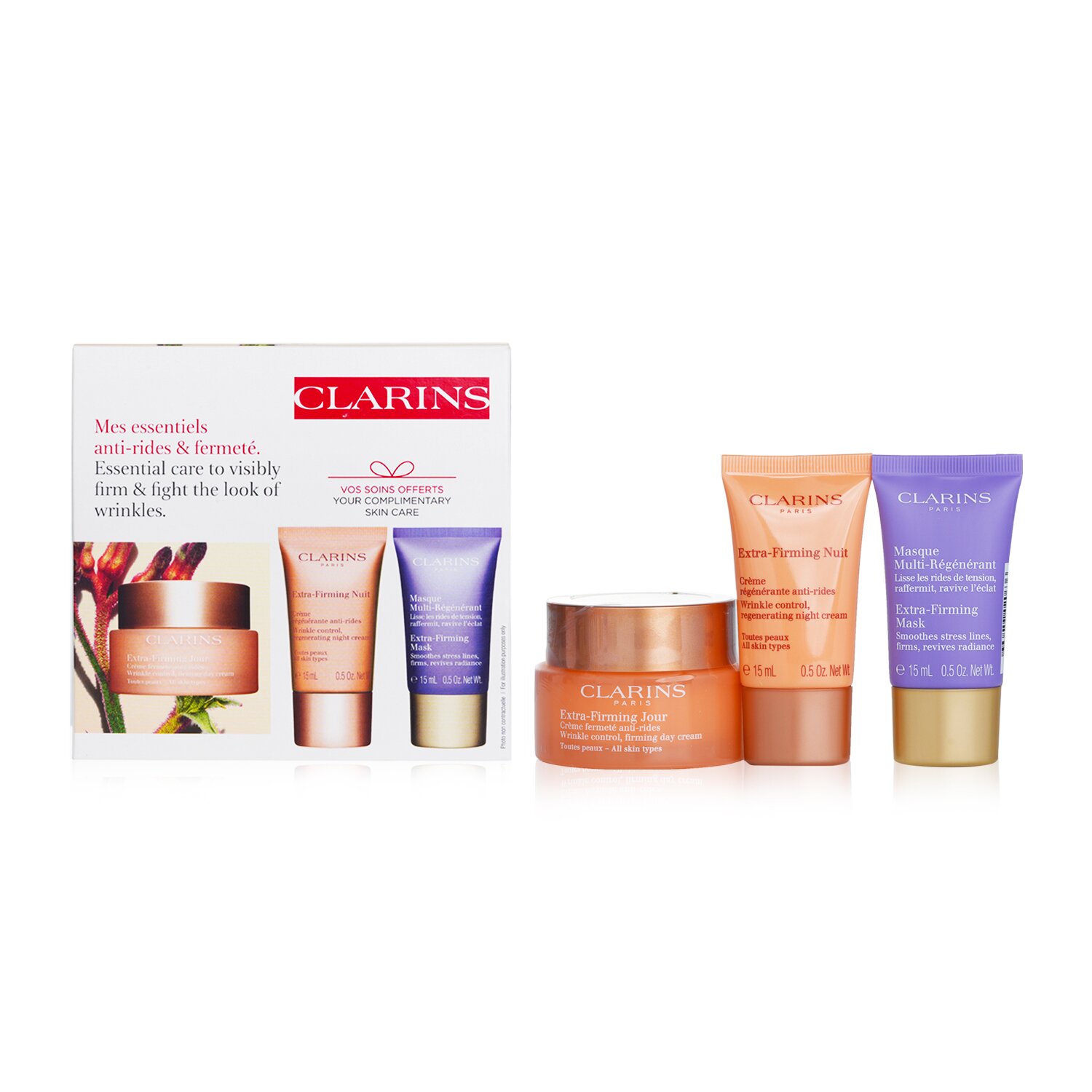 Clarins Extra Firming Set :Day Cream 50ml + Night Cream 15ml + Mask 15ml 3pcs