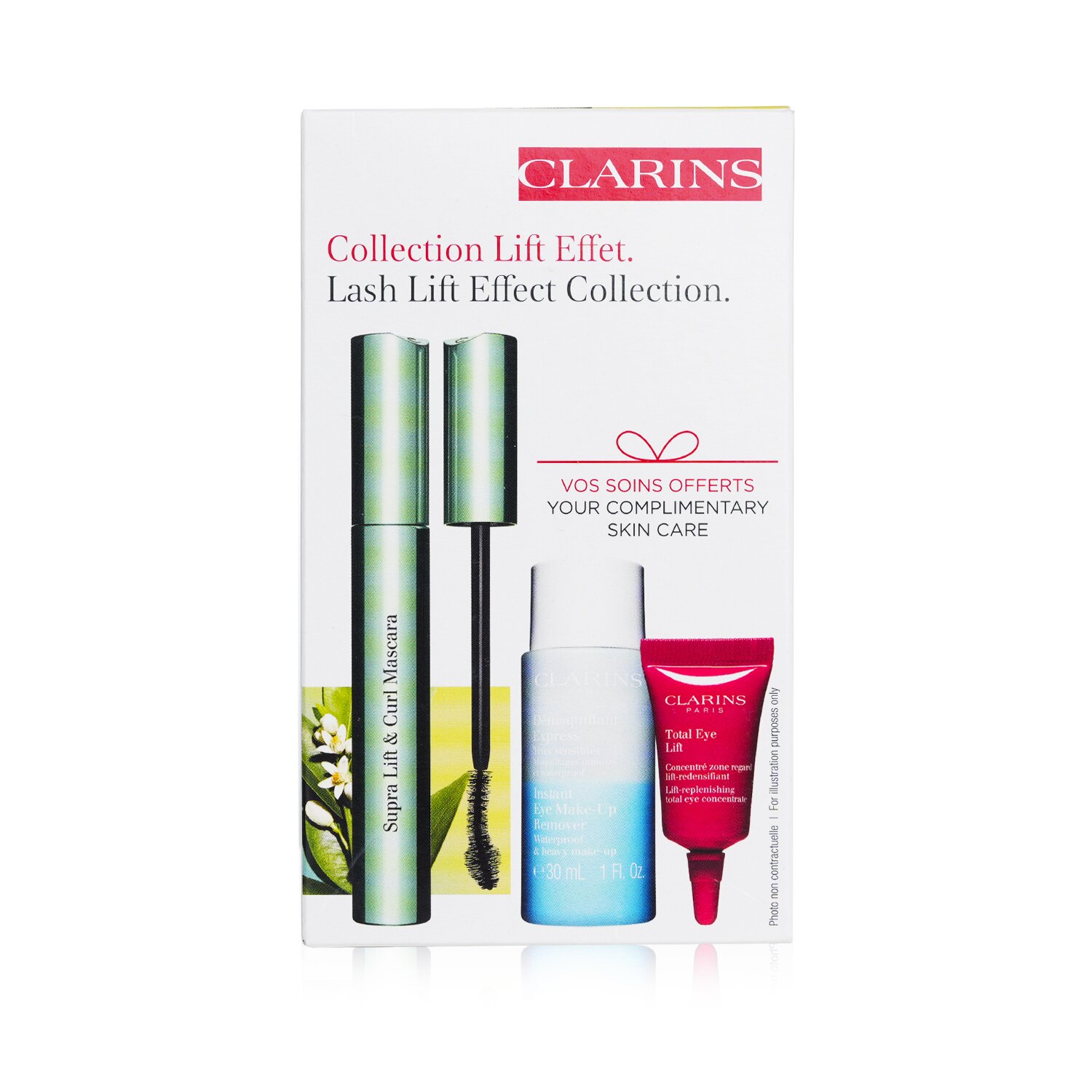 Clarins Lash Lift Effect Collection: Supra Lift & Curl Mascara 8ml+Eye Makeup Remover 30ml+Total Eye Lift 3ml 3pcs