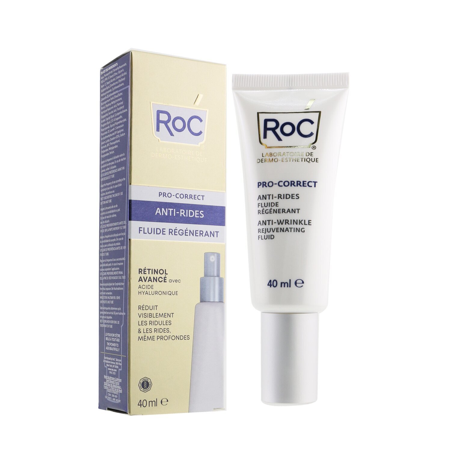 ROC Pro-Correct Anti-Wrinkle Rejuvenating Fluid - Advanced Retinol With Hyaluronic Acid (Exp. Date 09/2022) 40ml/1.35oz