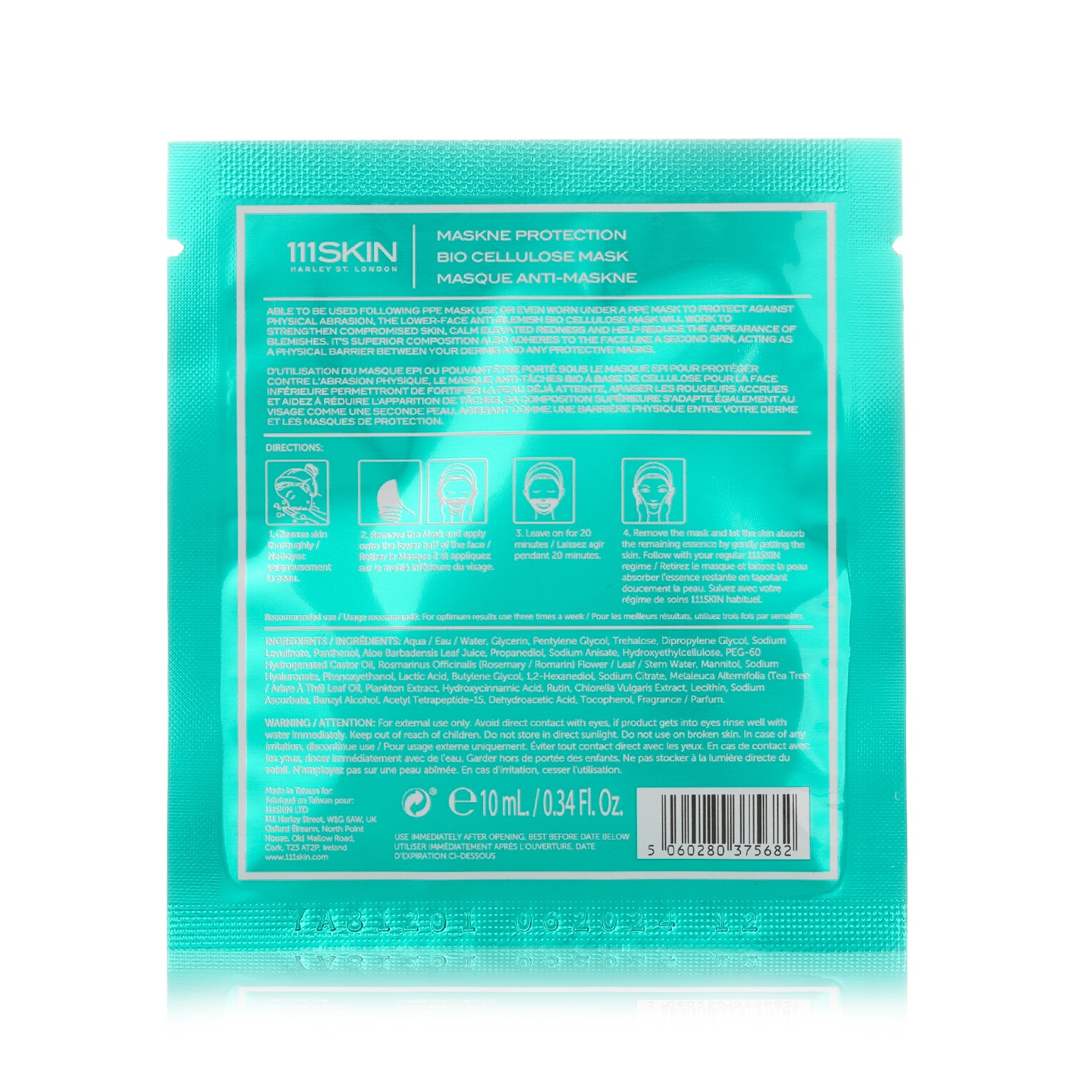 111skin Maskne Protection Bio Cellulose Mask 5x10ml/0.34oz