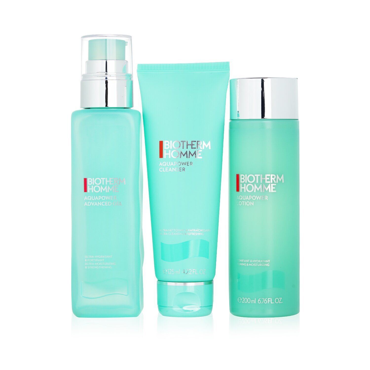 Biotherm Homme Aquapower Power Of 3 Set : Cleanser + Toning Lotion 200ml + Advanced Gel 100ml 3pcs+1bag
