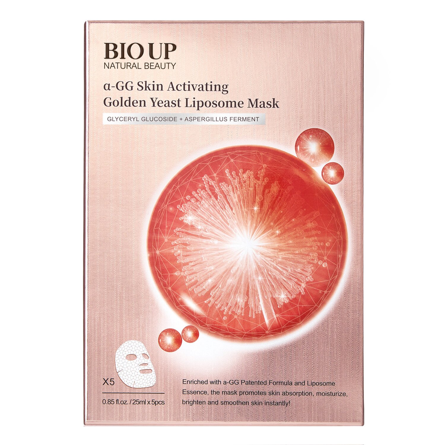 Natural Beauty BIO UP a-GG Skin Activating Golden Yeast Liposome Mask 5 x 25ml/0.84oz