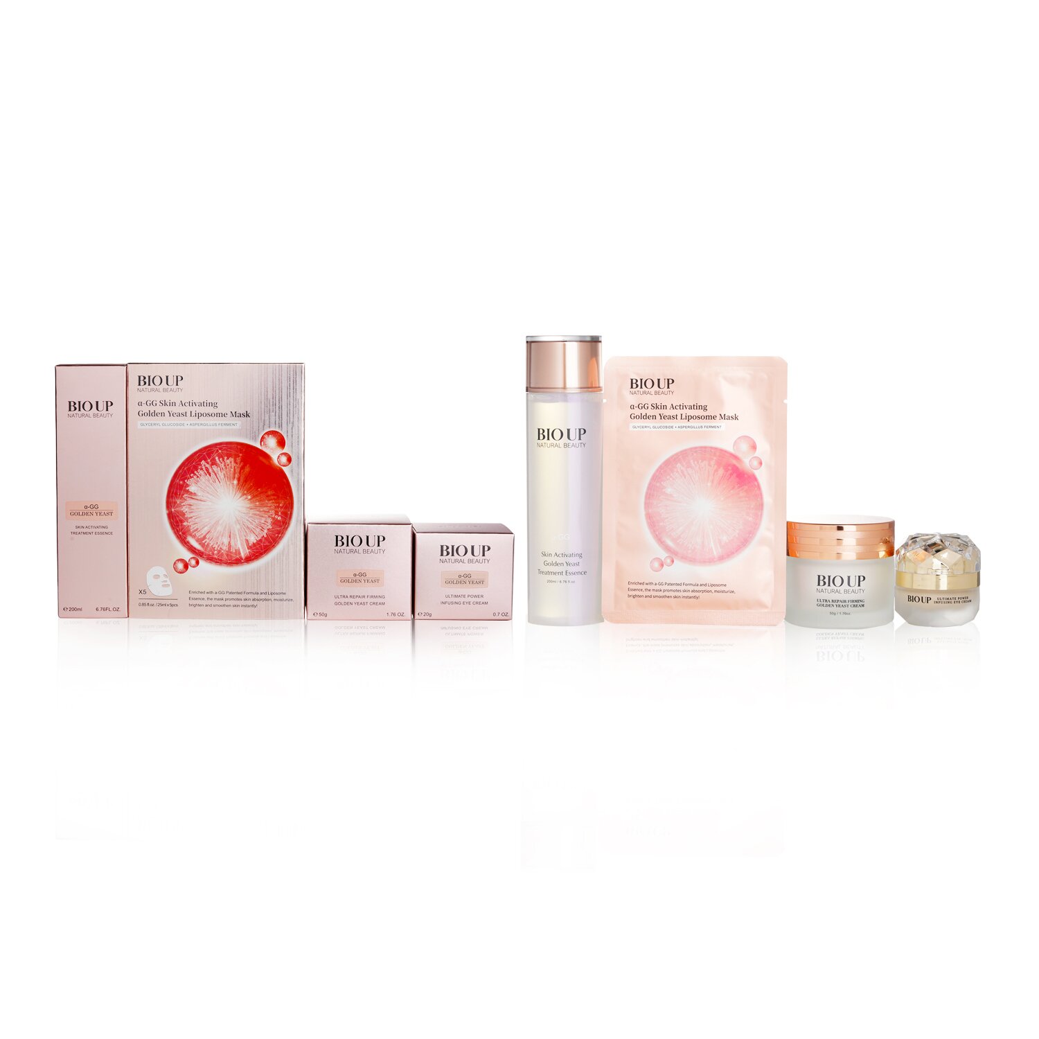 Natural Beauty Bio Up Golden Yeast Radiance Set: Treatment Essence 200ml + Eye Cream 20g + Cream 50g + Mask 5 x 25ml 4pcs