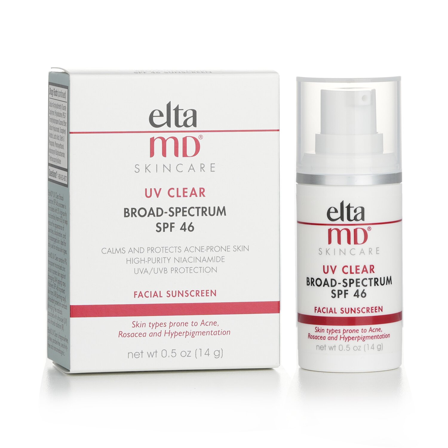 EltaMD UV Clear Facial Sunscreen SPF 46 - For Skin Types Prone To Acne, Rosacea & Hyperpigmentation (Miniature) 14g/0.5oz