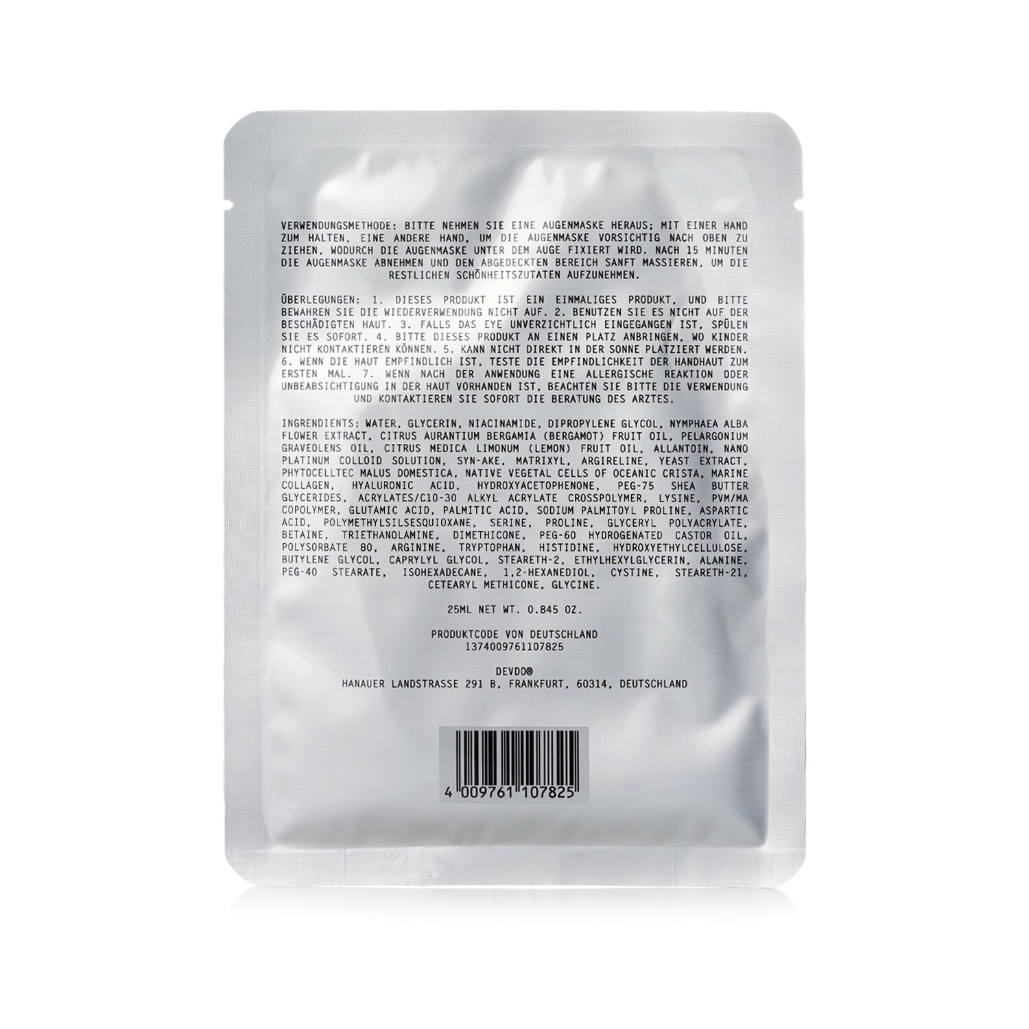 DEVDO Anti-glycation Syn-Ake Stem Cell Facial Mask 10x25ml/8.45oz