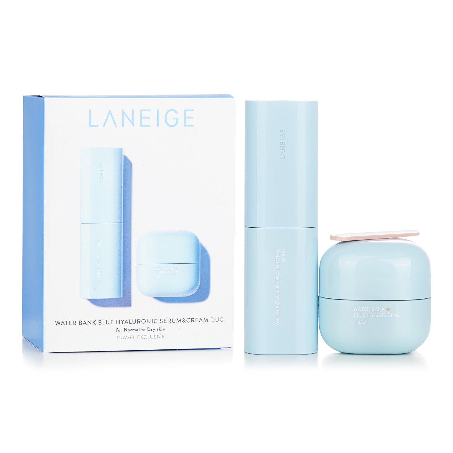 Laneige Water Bank Blue Hyaluronic (For Normal To Dry Skin) : 1x Serum 50ml/1.6oz + 1x Cream 50ml/1.6oz 2pcs