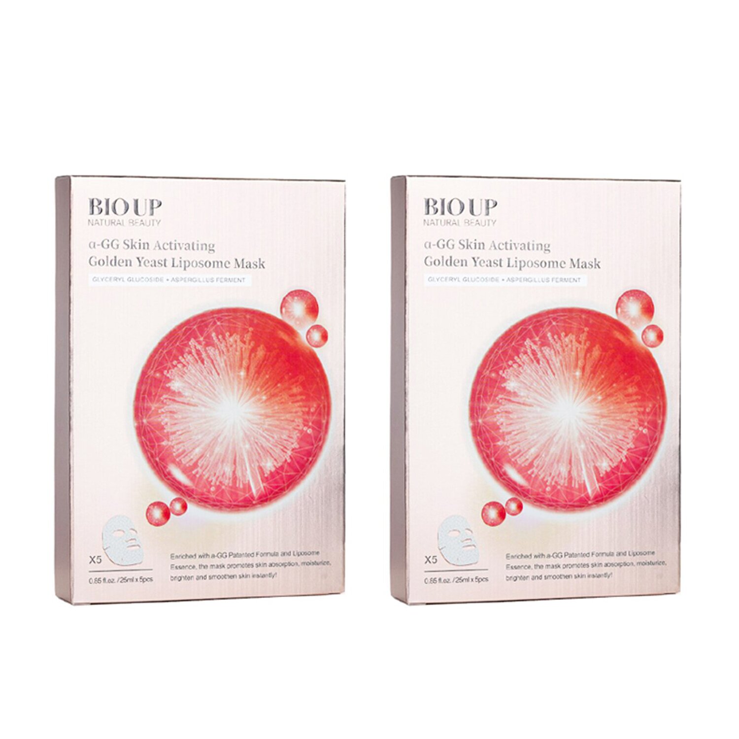 Natural Beauty BIO UP a-GG Skin Activating Golden Yeast Liposome Mask Duo Pack 2x5x25ml/0.84oz