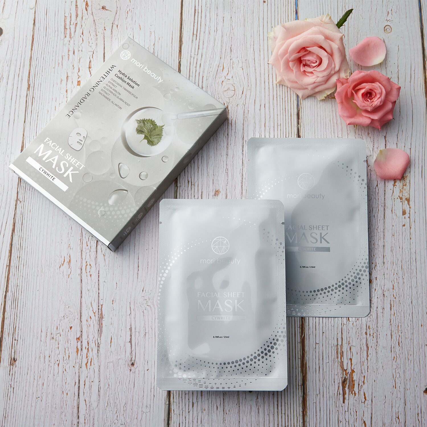 mori beauty by Natural Beauty Hydra Solution Cushion Mask (Whitening Radiance) 3pcsx 23ml/0.78