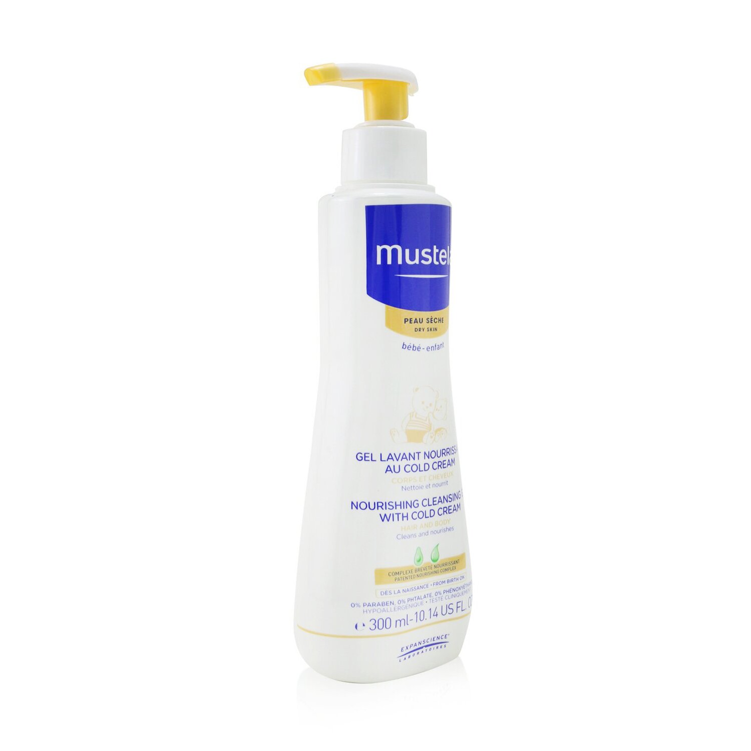 Mustela Nourishing Cleansing Gel with Cold Cream For Hair & Body - For Dry Skin (Exp. Date: 03/2023) 300ml/10.14oz