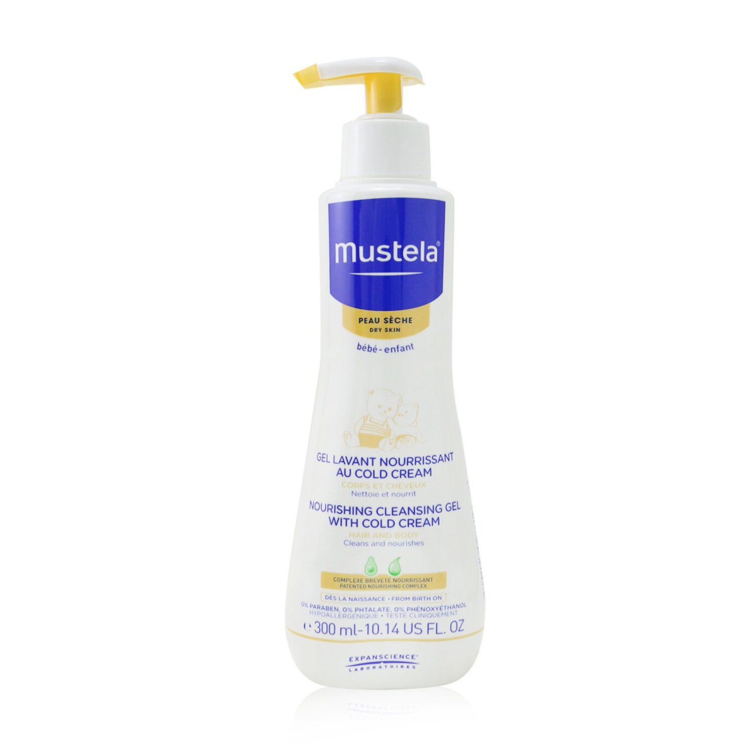 Mustela Nourishing Cleansing Gel with Cold Cream For Hair & Body - For Dry Skin (Exp. Date: 03/2023) 300ml/10.14oz