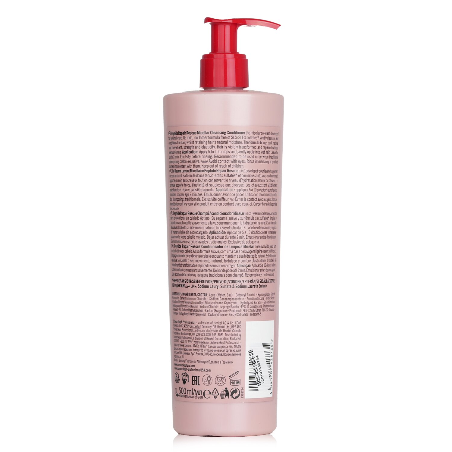 Schwarzkopf BC Bonacure Peptide Repair Rescue Micellar Cleansing Conditioner (For Normal to Thick Damaged Hair) (Exp. Date: 03/2023) 500ml/16.9oz