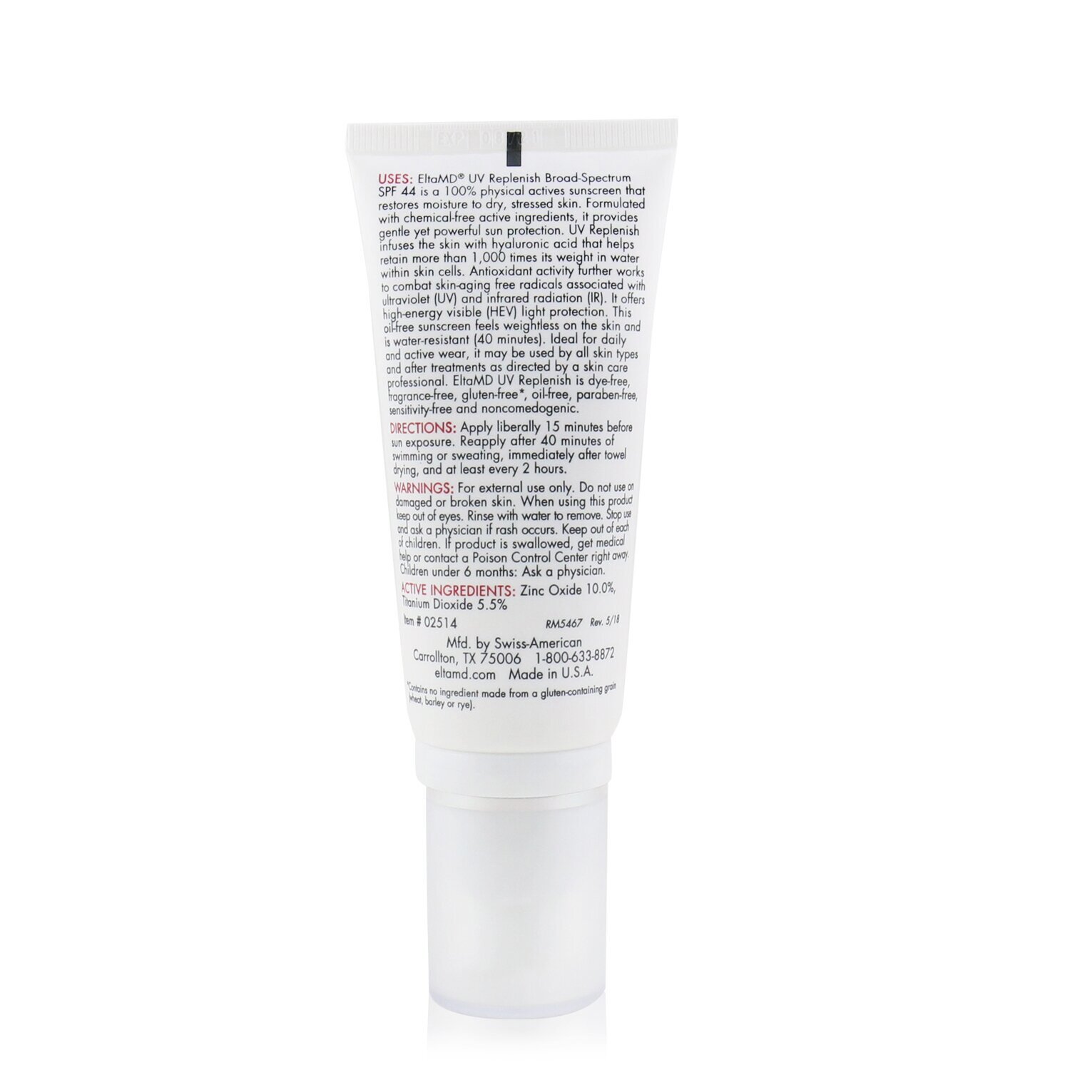 安妍科 EltaMD UV Replenish Water-Resistant Moisturizing Physical Facial Sunscreen SPF 44 (Exp. Date: 04/2023) 57g/2oz