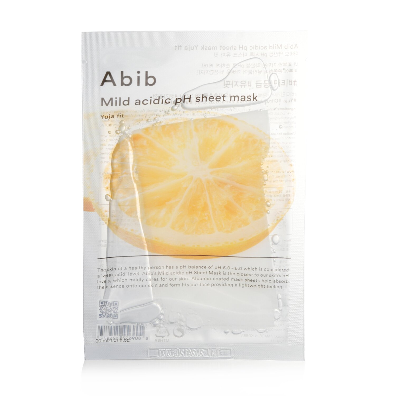Abib Mild Acidic PH Sheet Mask - Yuja Fit 30mlx10pcs