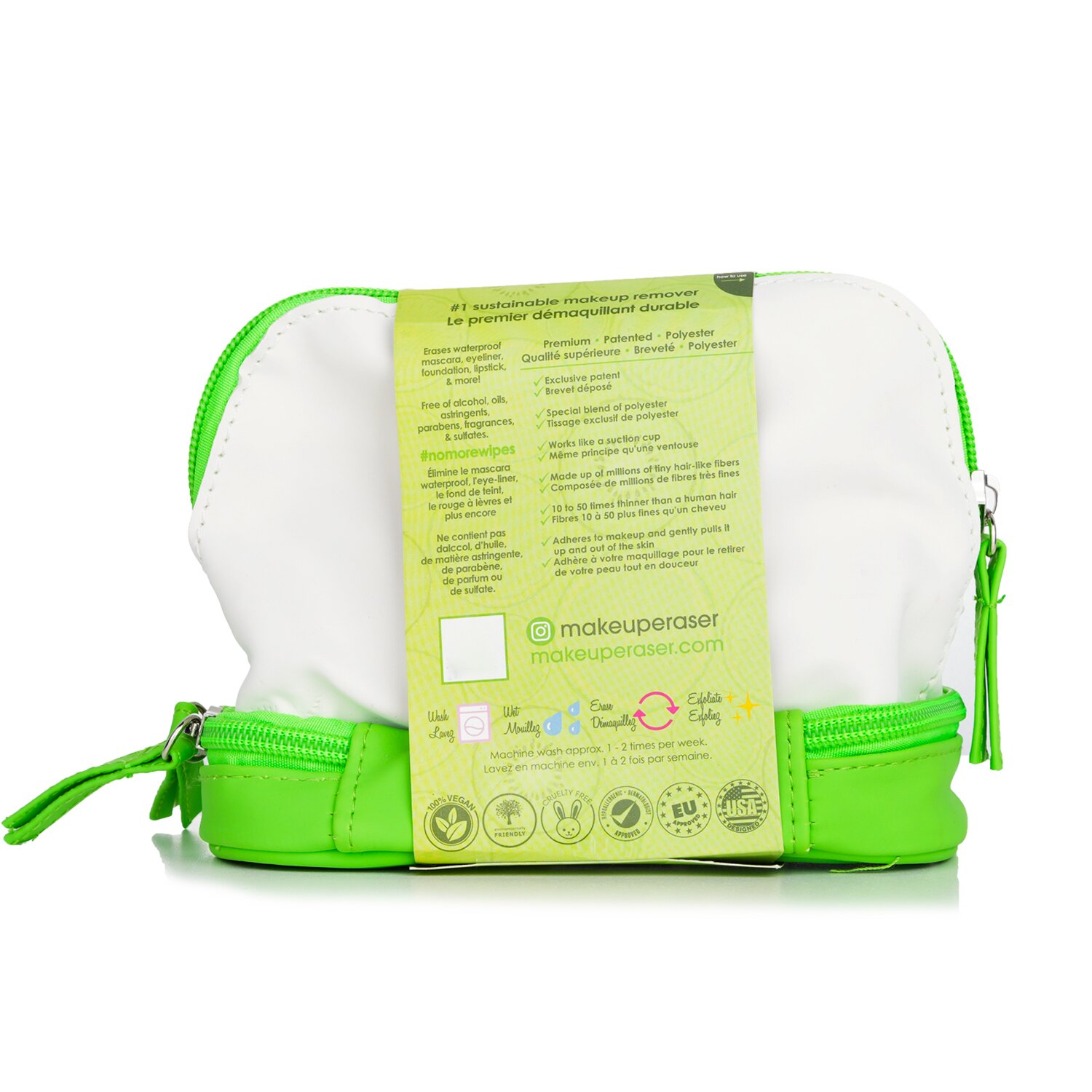 MakeUp Eraser Key Lime Set (1x MakeUp Eraser Cloth + 1x Hair Clip + 1x Bag) 2pcs+1bag