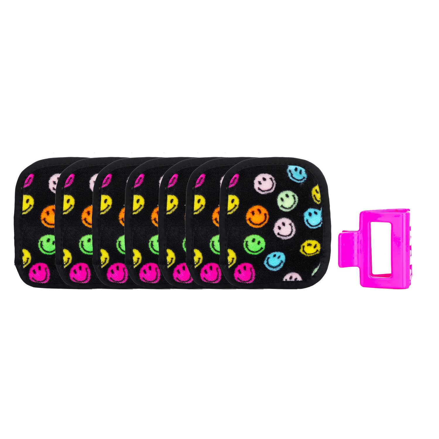 MakeUp Eraser Smiley 7 Day Set (7x Mini MakeUp Eraser Cloth, 1x Hair Claw Clip + 1x Bag) 8pcs+1bag
