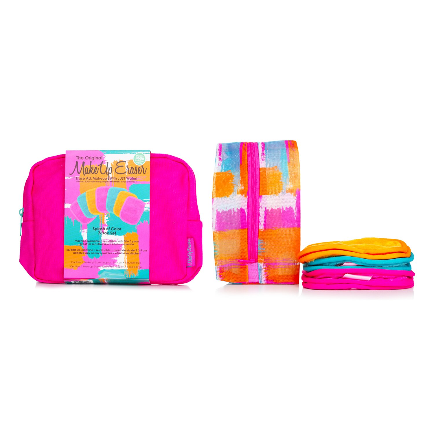 MakeUp Eraser Splash of Color 7 Day Set (7x Mini MakeUp Eraser Cloth + 1x Bag) 7pcs+1bag