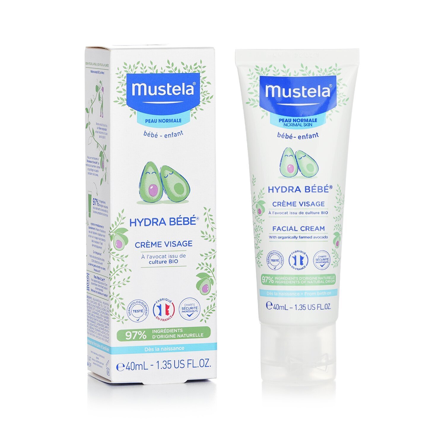 妙思乐 Mustela Hydra Bebe Facial Cream With Organic Avocado - Normal Skin (Exp. Date: 06/2023) 40ml/1.35oz