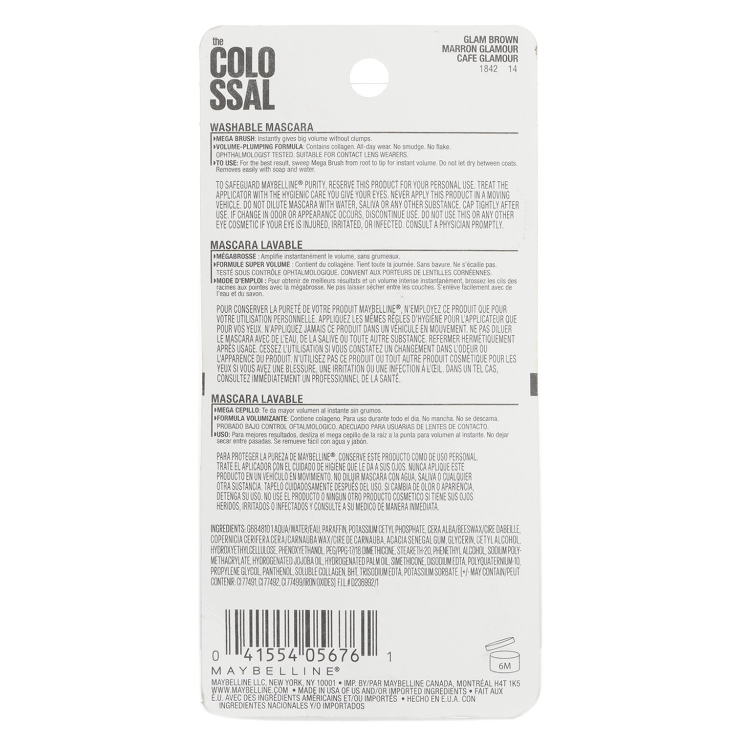 Maybelline The Colossal Washable Mascara 9.2ml/0.31oz