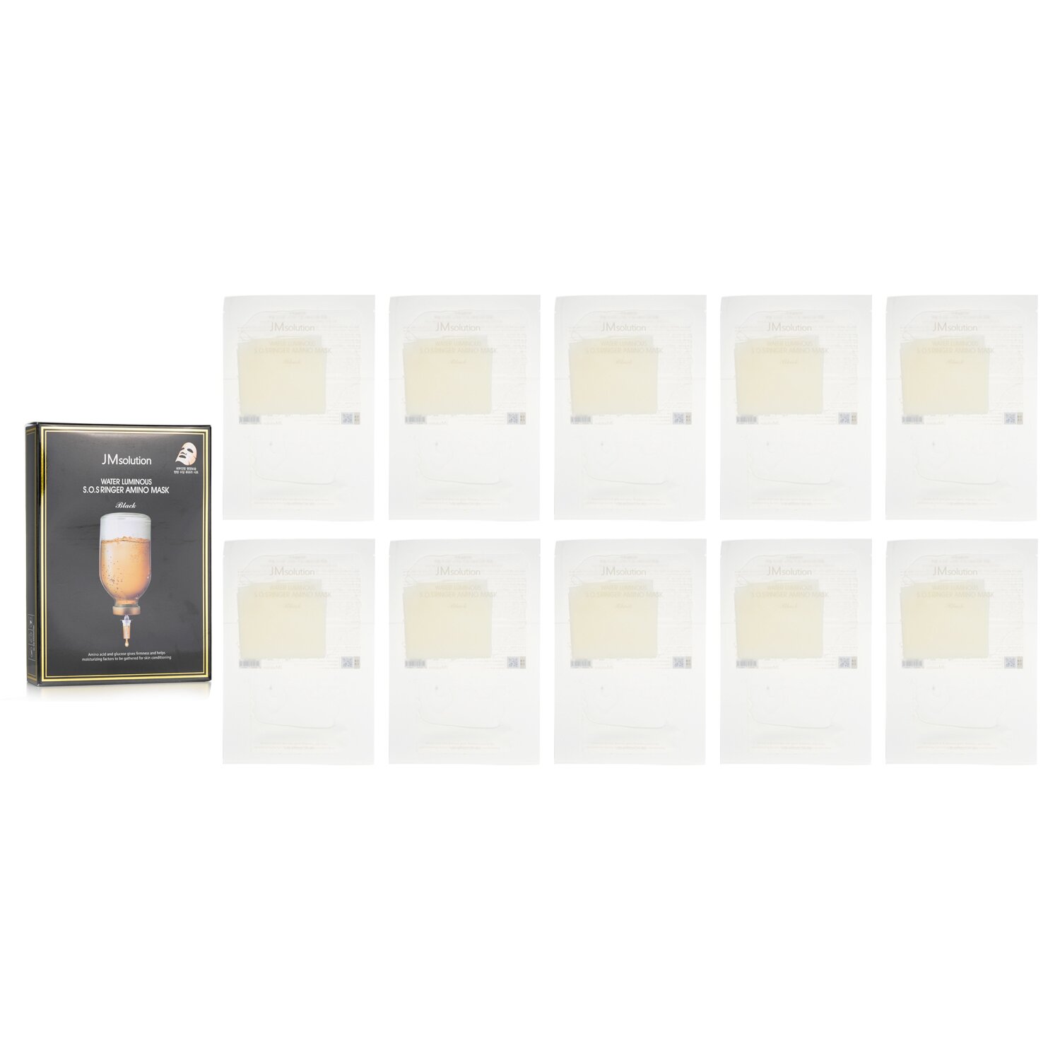 JM Solution Water Luminous SOS Ringer Amino Mask Black 28mlx10pcs