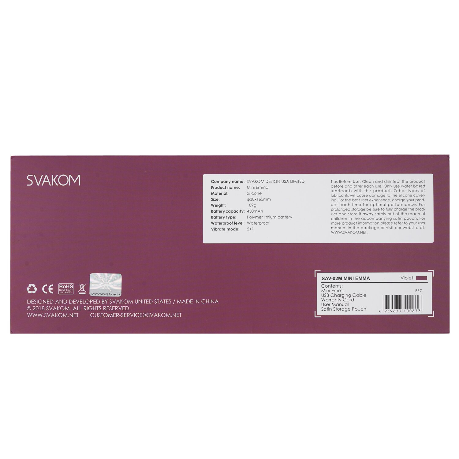 SVAKOM Mini Emma Wand Vibrator 1pc
