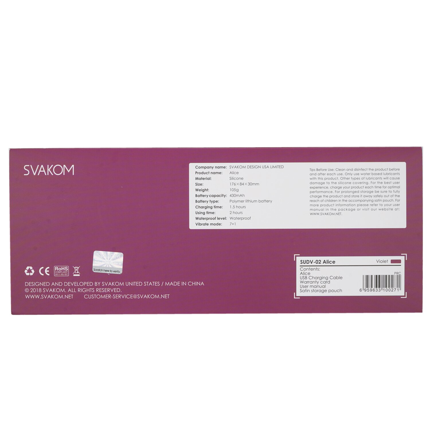 SVAKOM Alice Vibrator 1pc