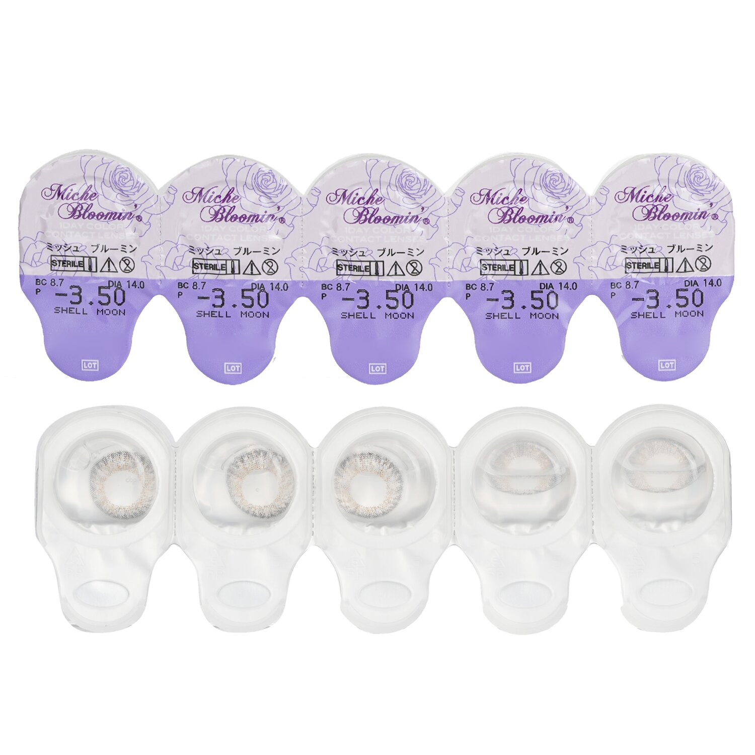 Miche Bloomin' Quarter Veil 1 Day Color Contact Lenses (106 Shell Moon) 10pcs