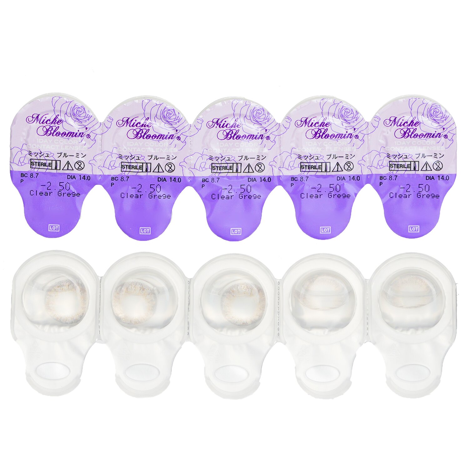 Miche Bloomin' Quarter Veil 1 Day Color Contact Lenses (107 Clear Grege) 10pcs