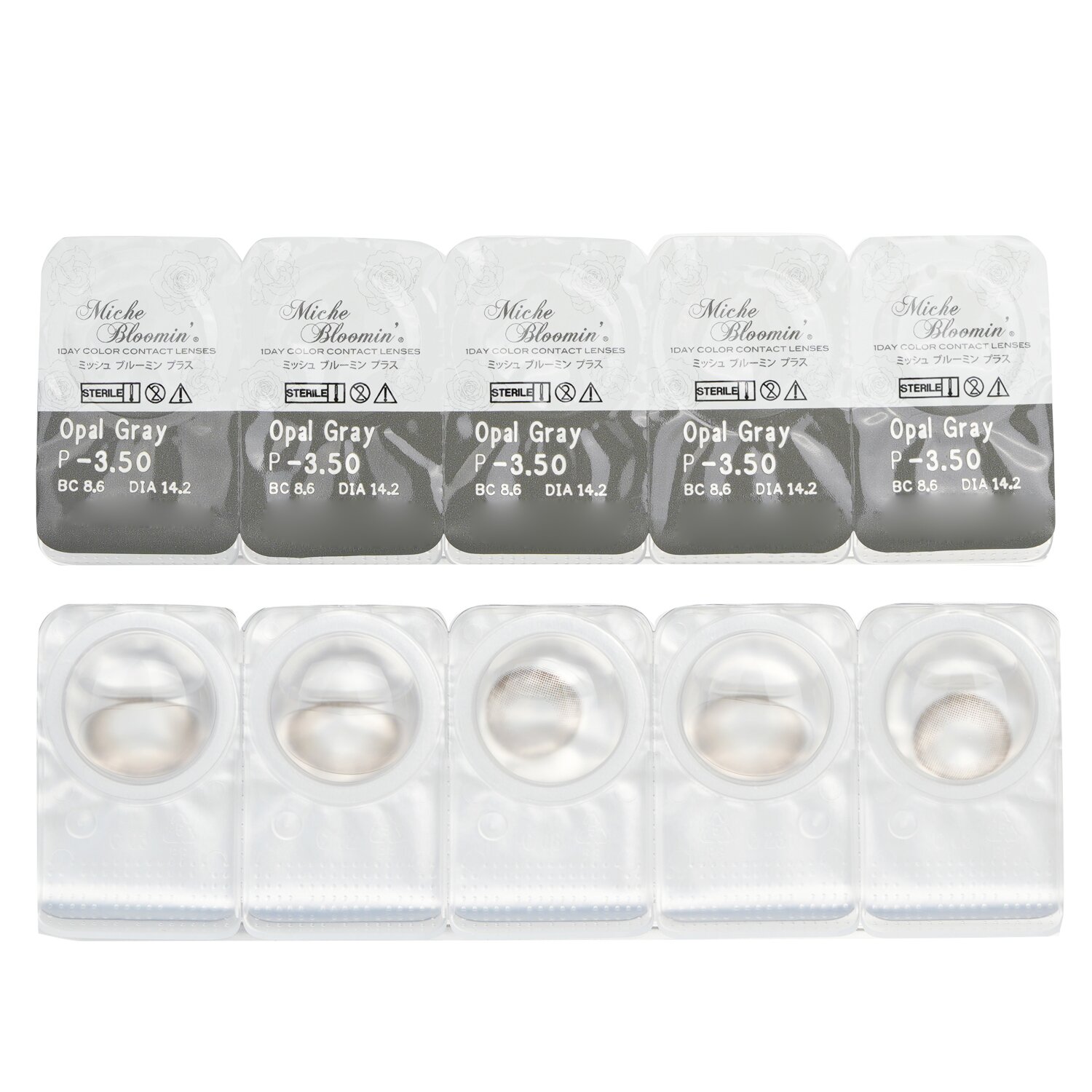 Miche Bloomin' Iris Glow 1 Day Color Contact Lenses (506 Opal Gray) 10pcs