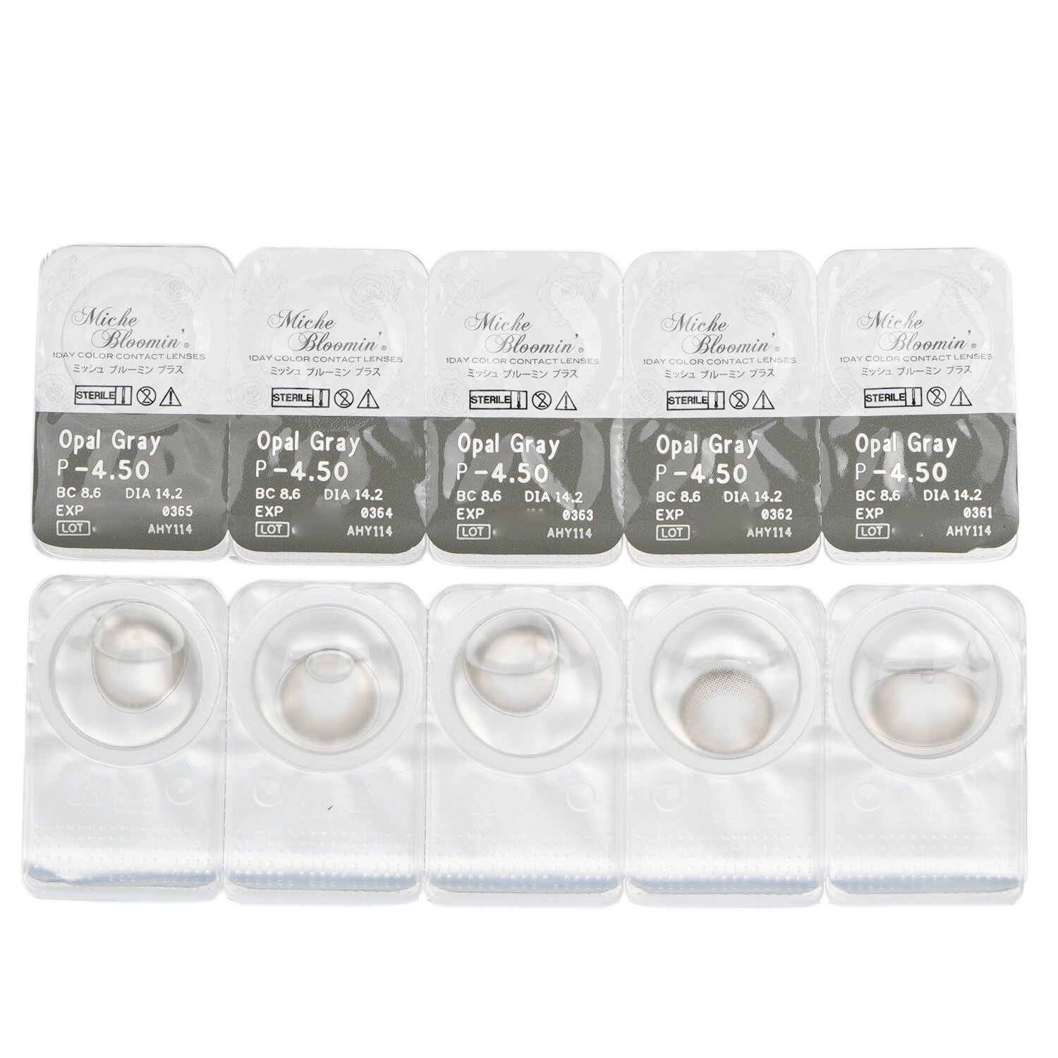 Miche Bloomin' Iris Glow 1 Day Color Contact Lenses (506 Opal Gray) 10pcs