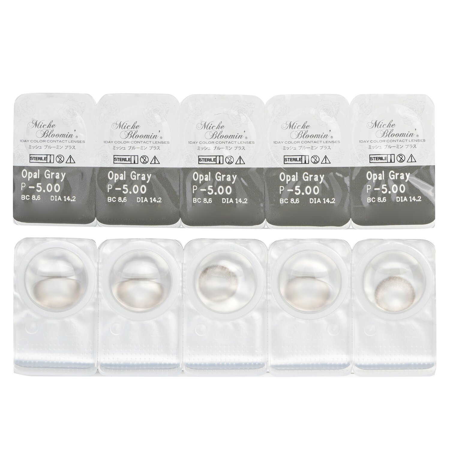 Miche Bloomin' Iris Glow 1 Day Color Contact Lenses (506 Opal Gray) 10pcs