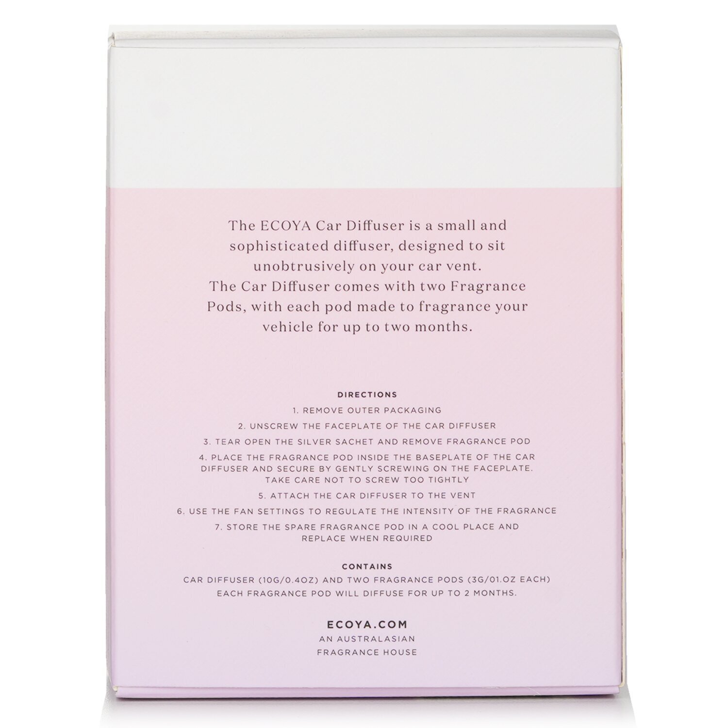 Ecoya Car Diffuser - Sweet Pea & Jasmine 1pc