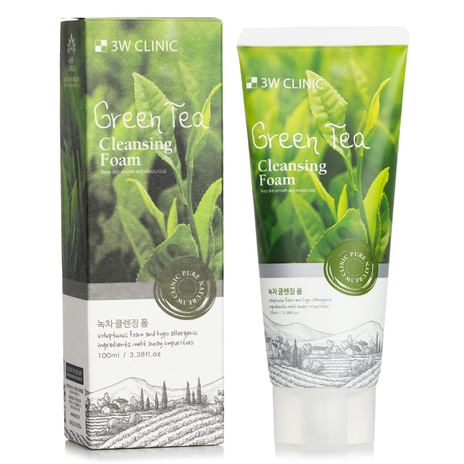 3W Clinic Cleansing Foam - Green Tea 100ml/3.38oz